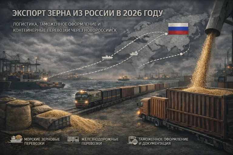 Экспорт зерна из России в 2026 году: логистика, таможенное оформление и контейнерные перевозки через Новороссийск