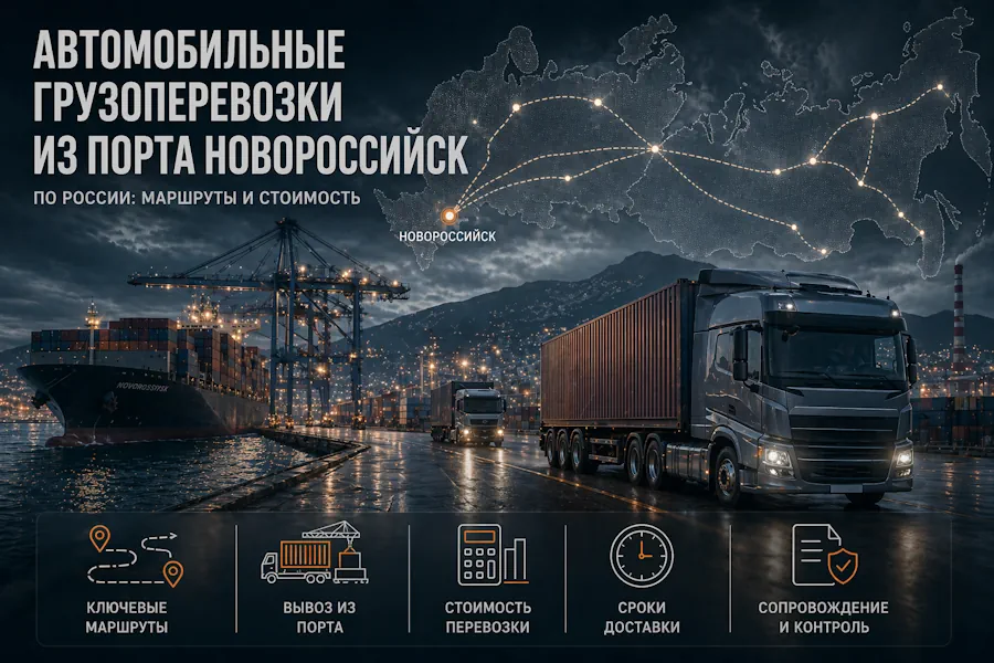 Автомобильные грузоперевозки из порта Новороссийск по России: маршруты и стоимость
